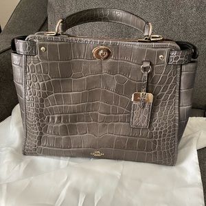 Coach Gramercy Top Handle Satchel in Croc Embossed Leather